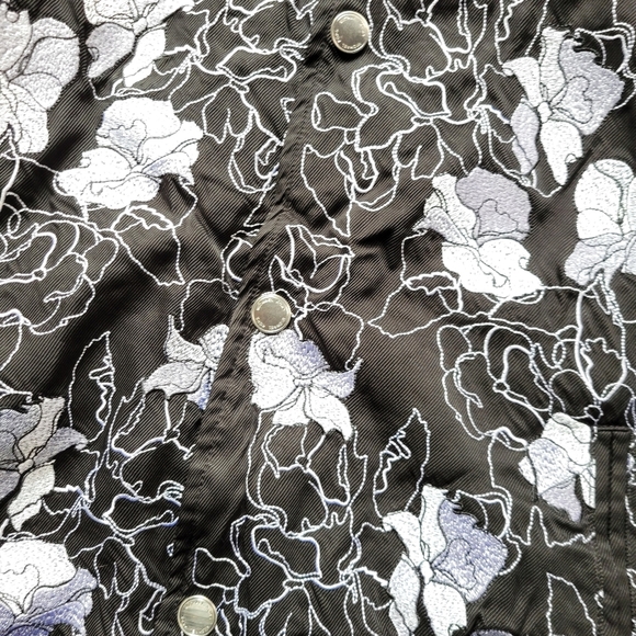Michael Kors Black Embroidered Floral Bomber Varisty Jacket Size Small - Picture 6 of 10
